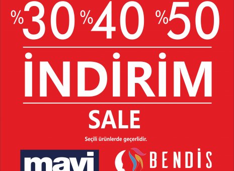 Bendis AVM Mavi Mağazası’nda %30-%40-%50 indirimler devam ediyor! 