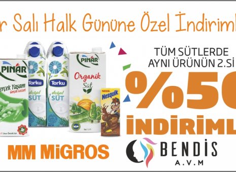 Bendis AVM Migros Mağazası’ndaki Halk Gününe Özel İndirimleri sakın kaçırmayın! 