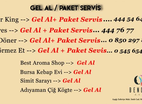 GEL AL / PAKET SERVİS HİZMETİ