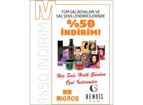 Her Salı Halk Gününe Özel İndirimler Bendis AVM Migros’da! 