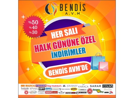 Her Salı Halk Gününe Özel İndirimler Bendis AVM'de! 