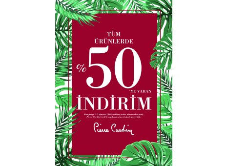 Tüm Ürünlerde % 50’ye varan indirim Bendis AVM Pierre Cardin Mağazası’nda devam ediyor! 