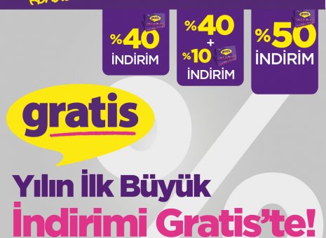 Yılın İlk Büyük İndirimi Bendis AVM Gratis Mağazası’nda sizleri bekliyor! 